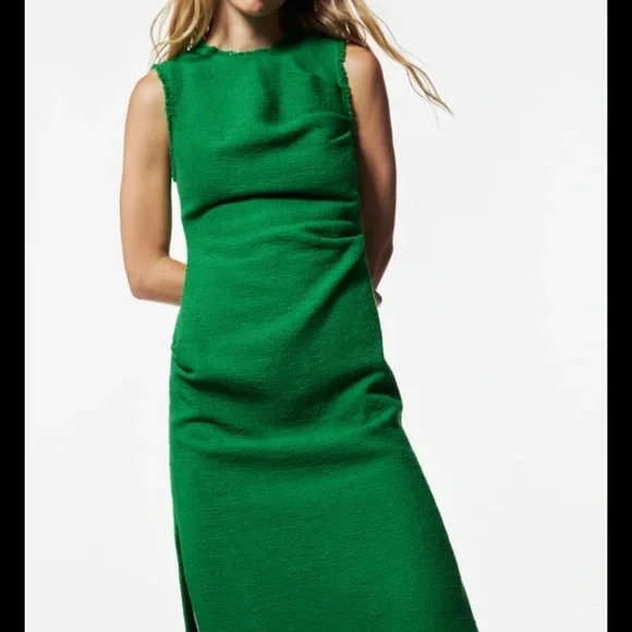 Zara | Dresses | Zara Long Textured Weave Dresslight Green Ref 902795 |  Poshmark